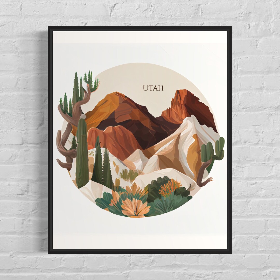 Utah Art Print Utah Vintage Poster Artwork, Utah Retro Wall Art Animal