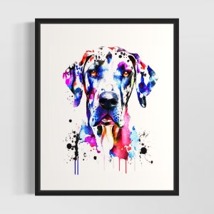 Great Dane Watercolor Art Print by Artist - Hand Signed Limited Edition Dog Painting