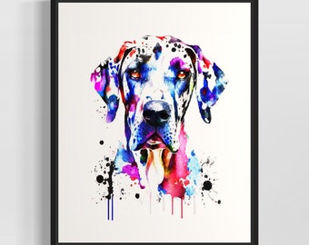 Great Dane Watercolor Art Print by Artist - Hand Signed Limited Edition Dog Painting