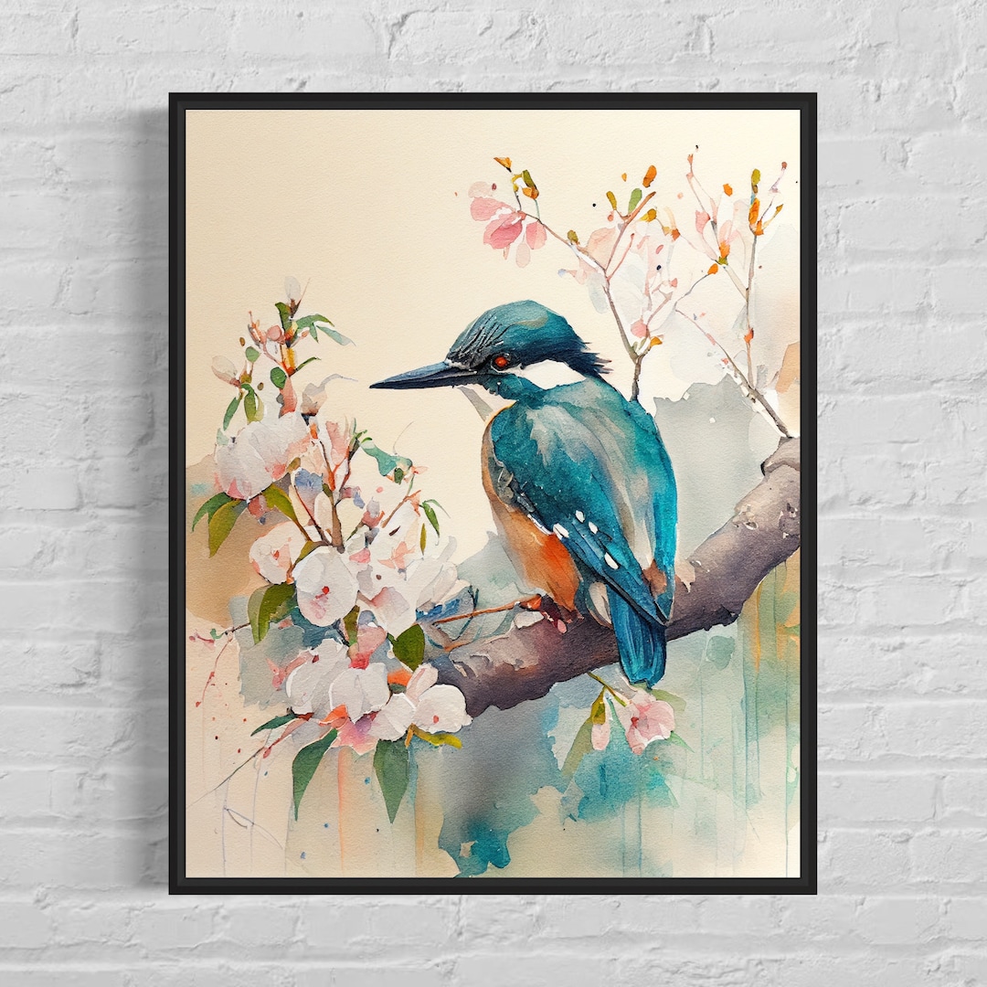 Kingfisher Art Print Kingfisher Vintage Poster Artwork, Kingfisher