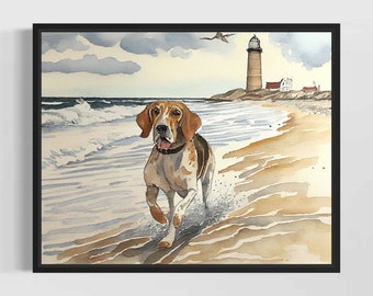 English Coonhound Watercolor Art Print - Hand Signed Limited Edition Dog Painting Poster Wall Art