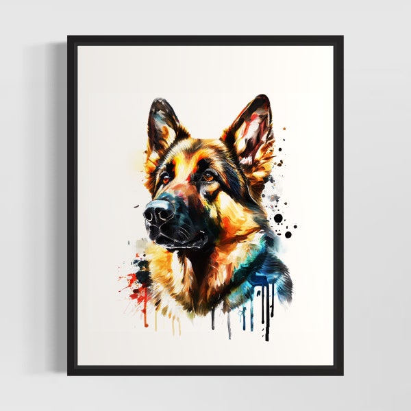 German Shepherd Watercolor Art Print by Artist - Hand Signed Limited Edition Dog Painting