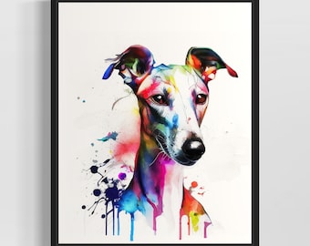 Whippet Watercolor Art Print by Artist - Hand Signed Limited Edition Dog Painting