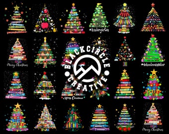Crayon Christmas Tree Png Bundle, Christmas Gift, Christmas Crayon Png, Teacher Christmas Png, Gift For Teachers, School Christmas