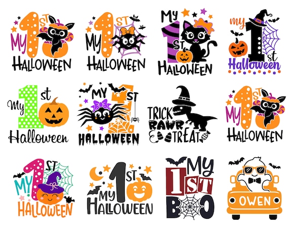 My 1st Halloween Svg Bundle, Trick Rawr Treat, Halloween Shirt Svg, First Halloween Svg, Baby Halloween Shirt, Spider Silhouette, Cricut