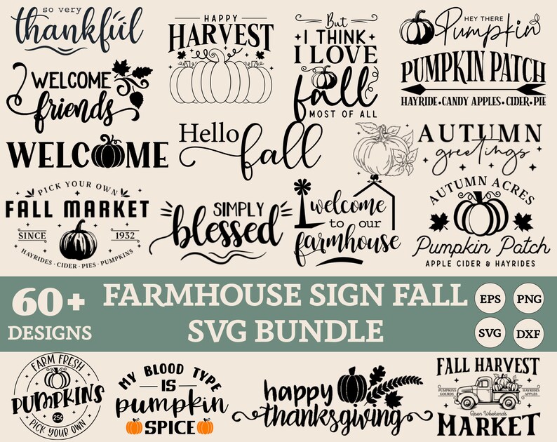 Rustic Farmhouse Fall Svg Bundle Autumn Sign Svg Fall Svg - Etsy