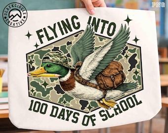 Voando para 100 dias de aula PNG, Caça de patos camuflados 100 dias mais inteligente PNG, Caçador de patos PNG, Pato-real PNG, Meninos, eu sobrevivi a 100 dias PNG