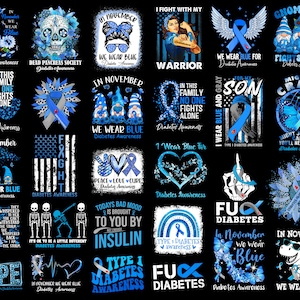 30+ Diabetes Awareness Designs Bundle Png, Diabetes Png, Blue Ribbon Png, Diabetes Gift Png, Diabetes Awareness, Sublimation Design
