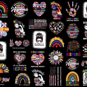 National Hispanic Heritage Month Svg Bundle, Hispanic Heritage Svg, Rainbow Hispanic Svg, Heritage Flags Svg, Hispanic Month, Messy Bun Svg