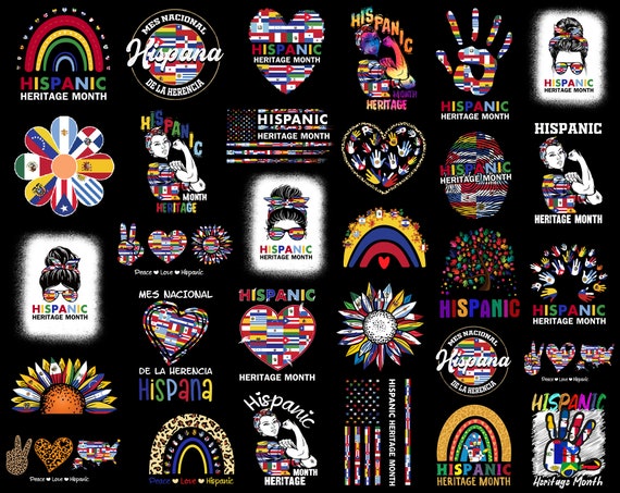 National Hispanic Heritage Month Svg Bundle, Hispanic Heritage Svg, Rainbow Hispanic Svg, Heritage Flags Svg, Hispanic Month, Messy Bun Svg