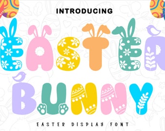 Easter Bunny Font, Easter Bunny Alphabet, Happy Easter, Cute Font, Easter Bunny, Fonts for Cricut, Procreate Font, Easter Retro Font