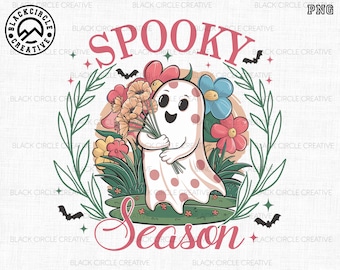 Spooky Season Png, Halloween Png, Girly Halloween Png, Floral Cute Ghost Png,Halloween Mama Png,Fall Png,Halloween Shirt Sublimation Designs