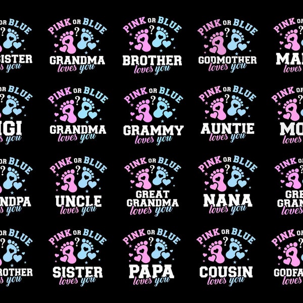 Pink Or Blue We Love You Svg Bundle, Pink or Blue Mommy Daddy Love You Svg, Gender Reveal Svg, Gender Reveal Shirt Svg, Baby Footprint