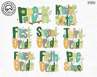 Grade Png Bundle, Back to School Png, Kindergarten Pre-K 1st 2d 3d 4th 5th Grade, Preppy Teacher Png, Girl Back To School, Grade Level Png
