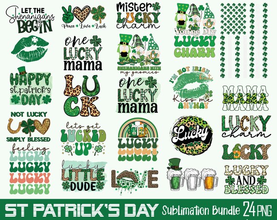 St Patricks Day Png Bundle, Happy St Patrick&#39;s Day Png, St Pattys Day Png, Patrick Gnomes Png, Retro St Patrick Png, Irish Png, Shamrock Png