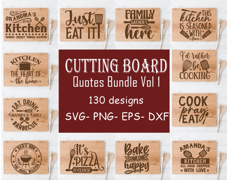 120 Cutting Board Quotes Svg Bundle Cutting Board Svg Etsy
