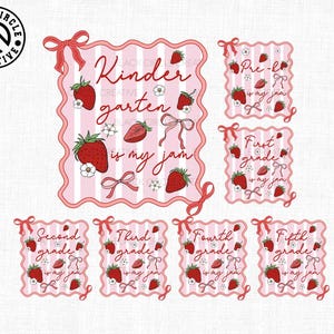Elementary In My Jam Png Bundle, Strawberry Bow Back to School Png, Pre K to 5th Grade Png, Coquette Teacher, First Day Of School Team Png