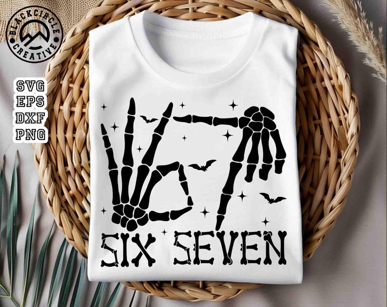 Funny Halloween Svg, Skeleton Hand 67 Svg, Six Seven Svg, Haunted by 6-7 Halloween Svg, Funny Spooky Meme Svg, Trendy Halloween Svg,67 Shirt image 2