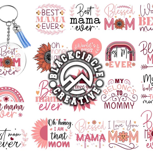 Mothers Day Keychain Svg, Mom Keychain Svg, Acrylic Keychain Svg, Mother's Day Keychain Svg Bundle, Round Keychain Svg, Round Pattern Svg