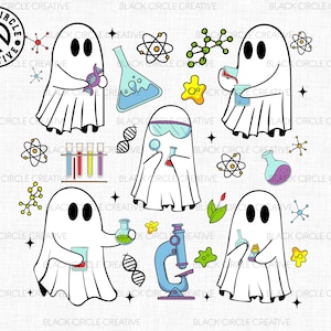 Halloween-lärare i naturvetenskap Spöke Svg, Laboratorielärare Svg, Spöklik lärare Svg, Spökkolvar Svg, Kemilärare Svg, Spökgrupp
