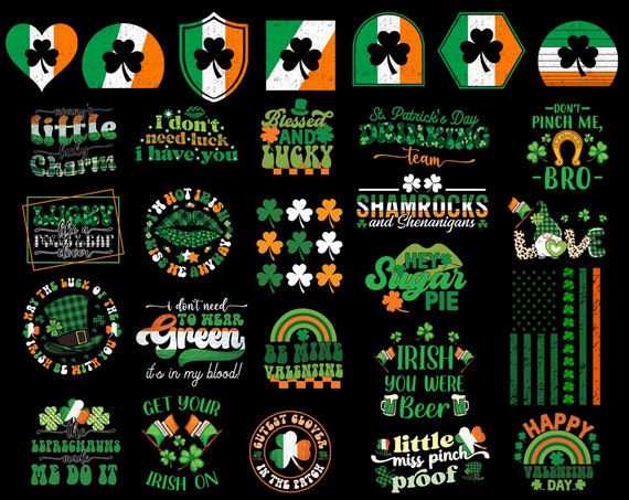40+ St Patricks Day Png Bundle, Retro St Patrick&#39;s Day Png, Lucky Png, St Patrick&#39;s Sublimation, Shamrocks Png, Irish Png, Lucky Png