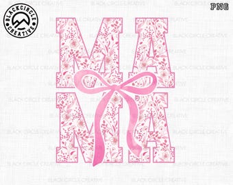 Pink Mama Coquette Bow Png, Mama Floral Toile Pink, Girly Pink Chinoiserie Floral Grand Millennial, Mom Life Png, Gifts For Mom,Varsity Mama