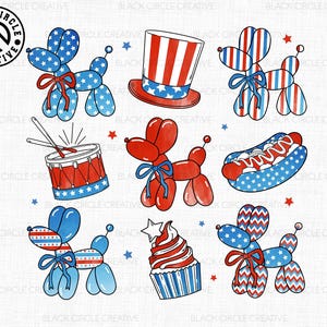 Balloon Dog Bow Fourth of July Png, 1776 American Png, USA Patriotic Png, Independence Day, USA Flag Png, Stars and Stripes, Memorial DayPng