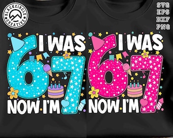 I Was 6 Now I'm 7 Birthday Svg, 67 Birth Boy Girl Svg, Meme Funny Six Seven Svg, Gen Alpha Slang Svg, Funny Birthday Boy Svg, Birthday Girl