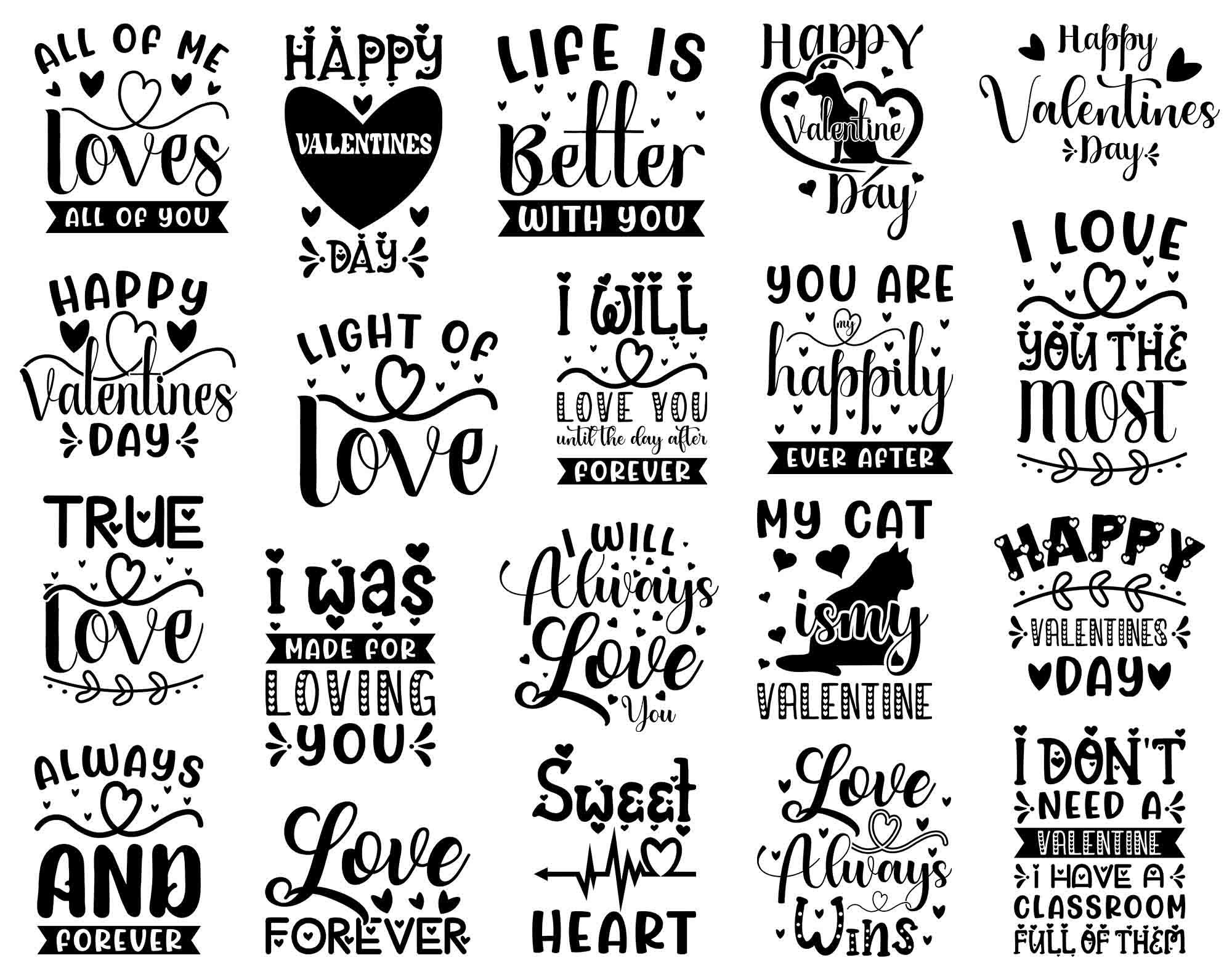 Typography Valentines Svg Quotes Bundle, Valentine's Day Svg, Happy ...