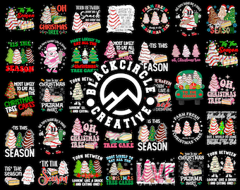 Julgranstårtor png-paket, julgranstårtor png, tis säsongen jultårtor, åh julgranstårta, sublimeringsdesign