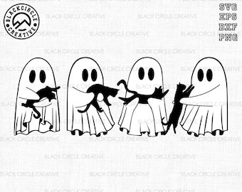 Cute Ghost Cat Png, Retro Halloween Png, Ghost Cat Png, Spooky Season Png, Halloween Cat Png, Cat Lover Png, Ghost Black Cats Halloween Png