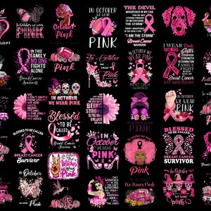 Breast Cancer Png Bundle, Breast Cancer Awareness Png, In October wear Pink Png, Cancer Ribbon Png, Fight Cancer Png, Support Squad Cancer