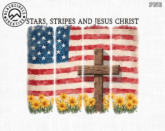 Stars Stripes And Jesus Christ Png, One Nation Under God Png, Independence Patriotic Sublimation, 4th of July Png, Christian Religious Faith