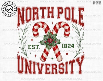 Png dell'Università del Polo Nord, Png di bastoncino di zucchero, Png di Natale alla moda, Png di camicia di Natale, Natale retrò, Png di Buon Natale, Png di Babbo Natale
