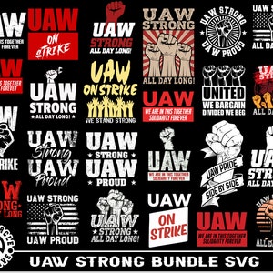 Ouvrier travailleur SVG Bundle, grévistes des travailleurs de l’UAW SVG, UAW fort toute la journée SVG, Tick Tock UAW SVG, travailleurs piquet signe SVG, syndicat fort