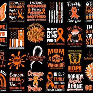 Leukemia Awareness Svg Bundle, Orange Ribbon Svg, Leukemia Ribbon Svg, Leukemia Cancer Svg, Leukemia Support, Leukemia Shirt, Cricut