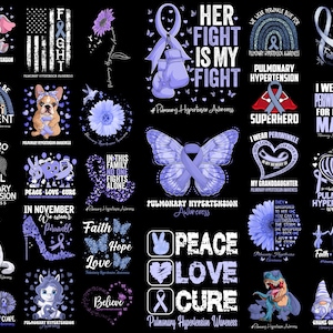 Pulmonary Hypertension Awareness Png Bundle, Pulmonary Hypertension Png, Awareness Ribbon Png, Pulmonary Hypertension, Sublimation Design
