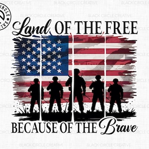Land Of The Free Because Of The Brave Png,4th Of July, USA Patriotic, Independence Day Png, America 1776 Png, Military Veteran, Memorial Day