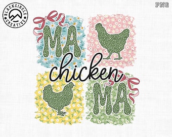 Floral Chicken Mama Coquette Bow Png, Chicken Farm Sublimation, Mother's Day Png, Funny Chicken Png, Chicken Lover, Farm Life, Floral Spring