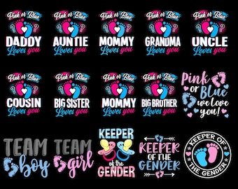 Gender Reveal Png Bundle, Pink or Blue We Love You Png, Baby Footprint Png, Pregnancy Png, Mother&#39;s Day Png, Gender Reveal Shirt, Baby Png