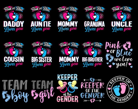Gender Reveal Png Bundle, Pink or Blue We Love You Png, Baby Footprint Png, Pregnancy Png, Mother's Day Png, Gender Reveal Shirt, Baby Png
