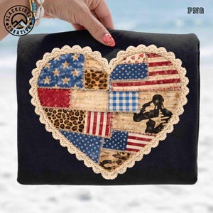 Lace USA faux patchwork hart png, 4 juli png, patriottische liefde png, vintage Amerikaanse vlag, Independence Day, Memorial Day, rood wit blauw
