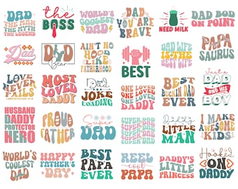 190+ Retro Dad SVG Bundle, Dad Bundle Svg, Father&#39;s Day Svg, Funny Dad Svg, Dad Quotes Svg, Daddy Png, Papa Svg,Grandpa Svg,Wavy Letters Svg