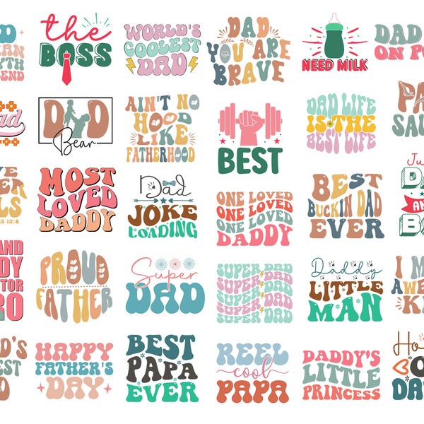 190+ Retro Dad SVG Bundle, Dad Bundle Svg, Father's Day Svg, Funny Dad Svg, Dad Quotes Svg, Daddy Png, Papa Svg,Grandpa Svg,Wavy Letters Svg