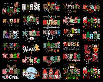 30 PNG Christmas Nurse Bundle PNG File, Santa's Favorite Nurse Png, Nurse Christmas Png, Funny Christmas, Digital Download, Sublimations