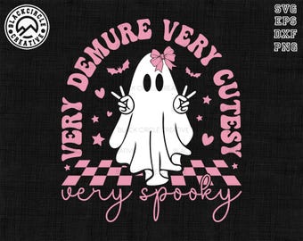 Very Demure Verry Cutesy Svg, Very Spooky Svg, Very Mindful Svg, Trendy Halloween Svg, Pink Halloween Svg, Girly Coquette Bow, Gen Z Trendy