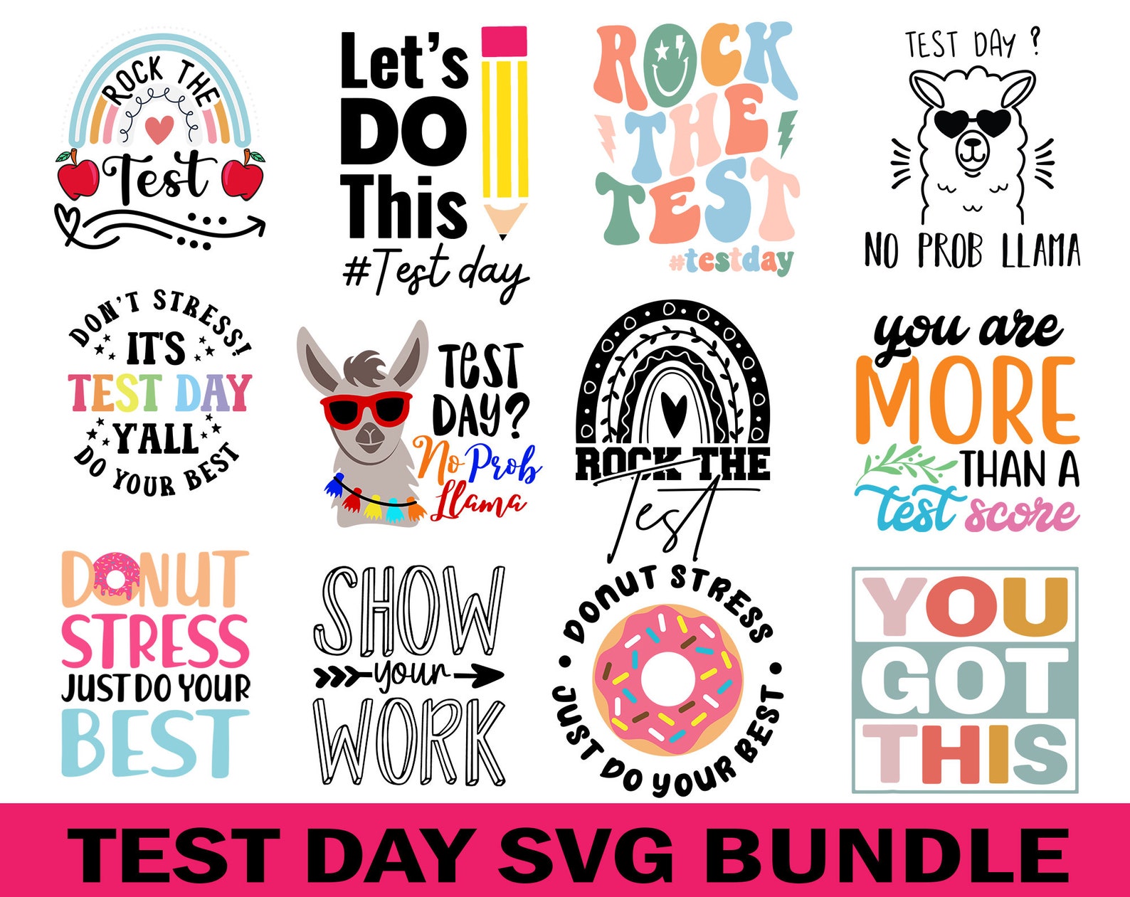 Random Test Svg Test Day Svg Bundle, Testing Svg Bundle, Teacher Svg, Testing ...