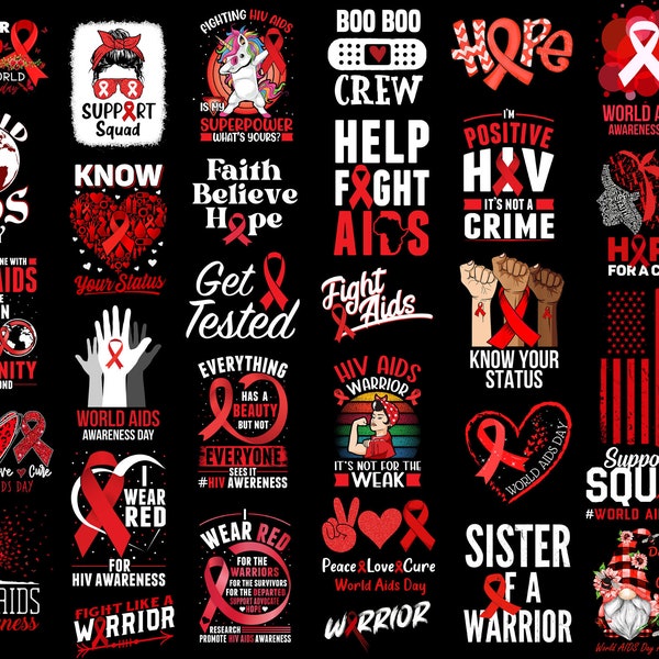 HIV/AIDS Awareness Png Bundle, Aids Awareness Day Png, Hiv Awareness Png, Red Ribbon Png, Sepsis AIDS Png, World Aids Day Png, Sublimation