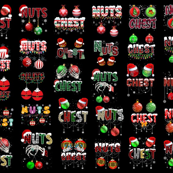 Chest Nuts Png Bundle, Funny Christmas Couple Matching Png, Christmas Chest Nuts Ball Leopard Png, Funny Christmas Png, Sublimation Designs