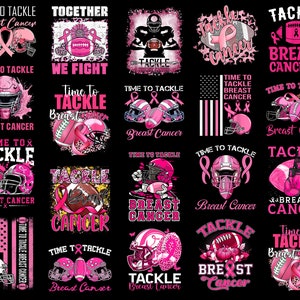 Tackle Breast Cancer Awareness Png Bundle, American Football Png, Pink Ribbon, Breast Cancer Png, Leopard Football Png, Sublimation Design